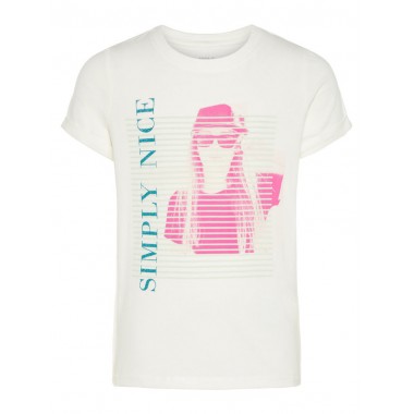 name it t-shirt giro collo b.na con stampa mod. sandy